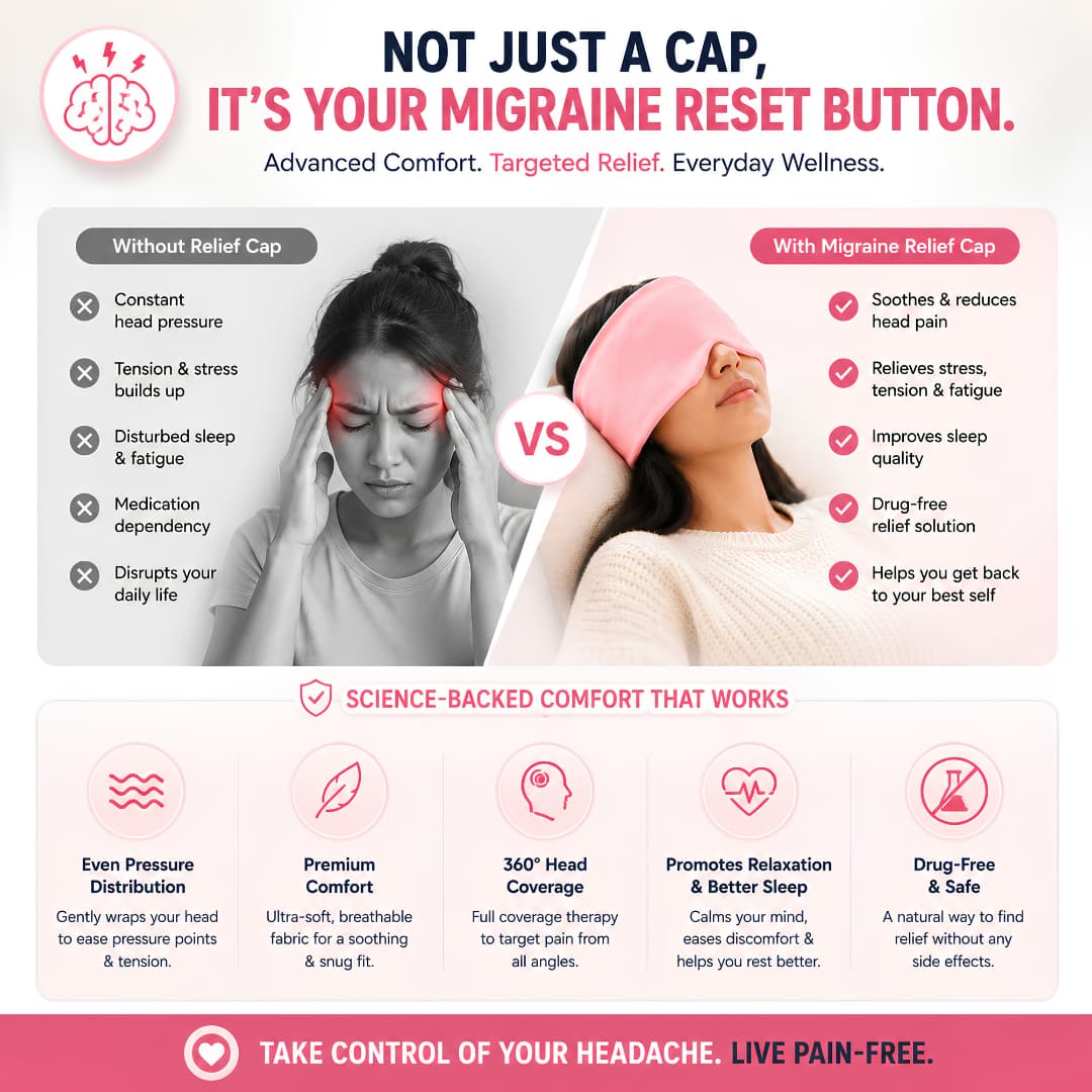 Migraine Relief Cap – Hot & Cold Therapy for Headache & Stress Relief