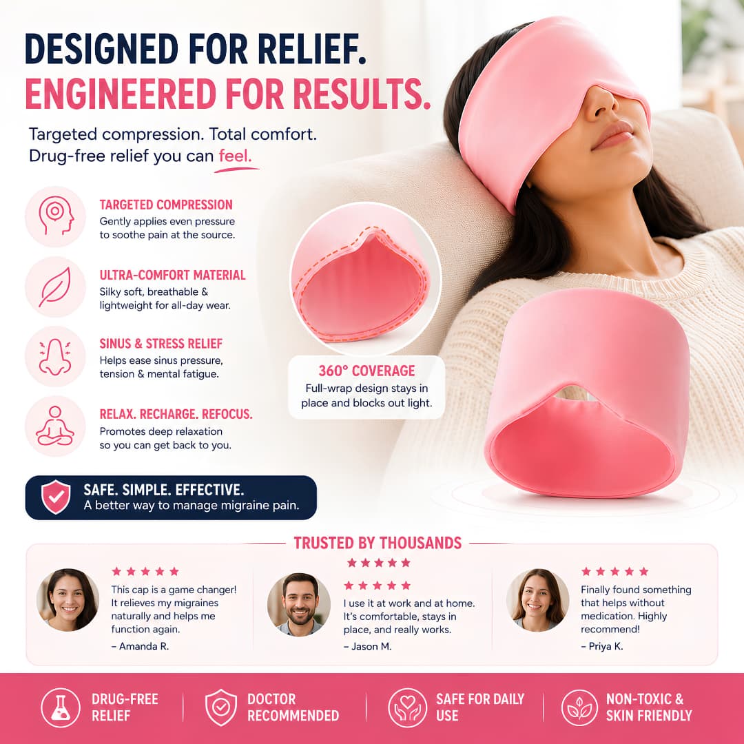 Migraine Relief Cap – Hot & Cold Therapy for Headache & Stress Relief