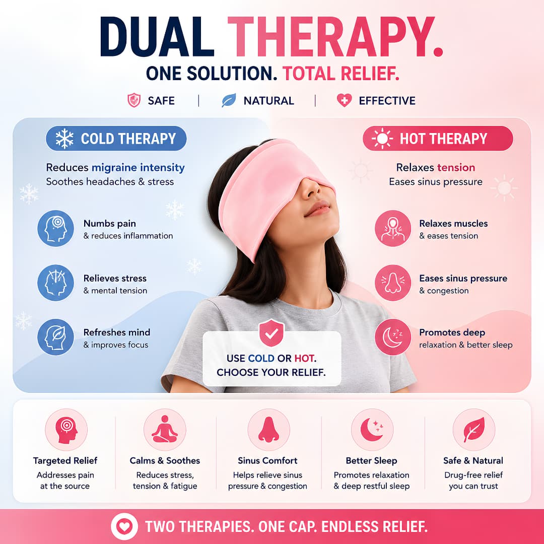 Migraine Relief Cap – Hot & Cold Therapy for Headache & Stress Relief